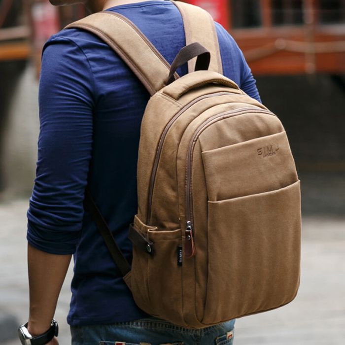 Vintage Rucksack Canvas Herren für Schule und Uni mit Laptopfach in 5 Farben