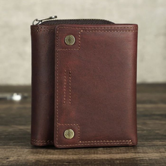 mini Geldbörse Herren RFID Schutz Portemonnaie aus Leder Vintage