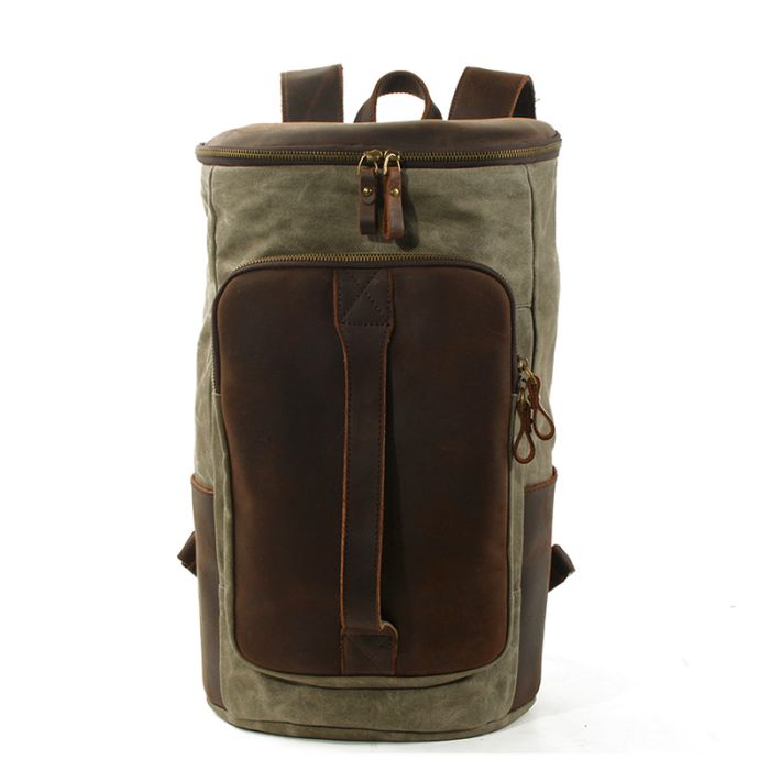 Rucksack Segeltuch Leder Herren Vintage Reiserucksack