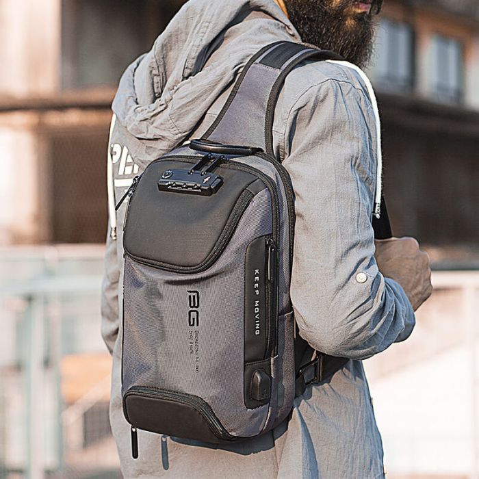 Brusttasche aus Oxford Brustbeutel Herren Rucksack mit 1 Riemen