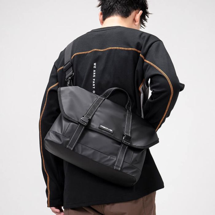 schwarze Umhängetasche Herren Oxford wasserdicht Handtasche leicht viele Fächer