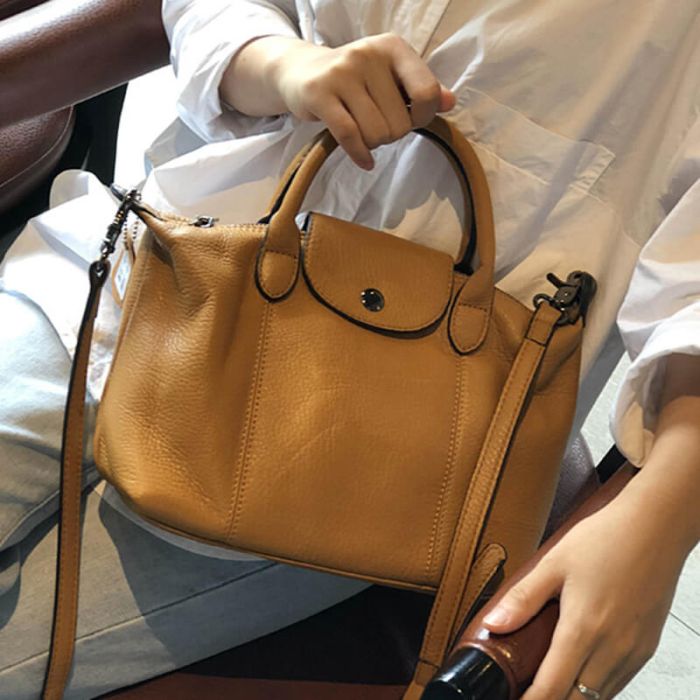 Leder Umhängetasche Damen mit Henkel retro