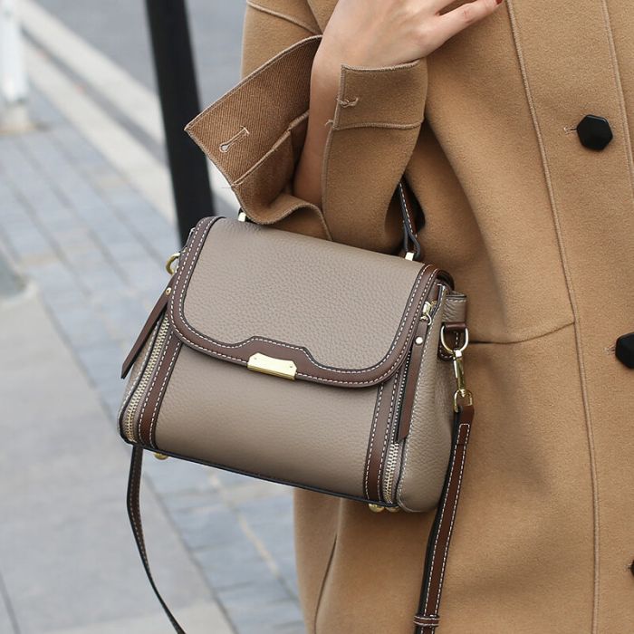 elegante Umhängetasche Damen Leder mit Griff Handtasche klein