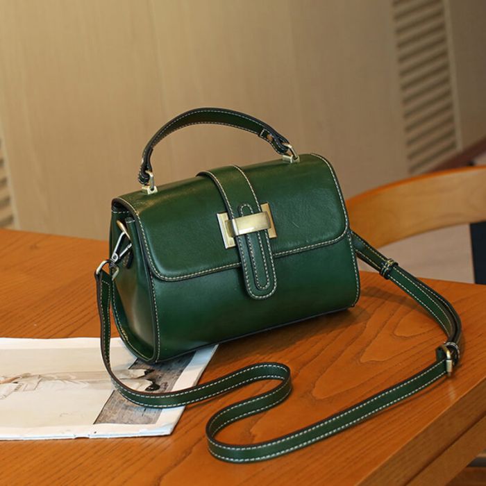 grüne ledertasche damen