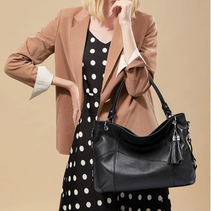 große Leder Handtasche Damen Umhängetasche Schultertasche elegant