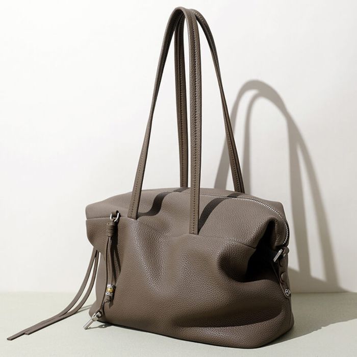 moderne Damen Leder Schultertasche Tote Tasche Umhängetasche Reißverschluss in 5 Farben