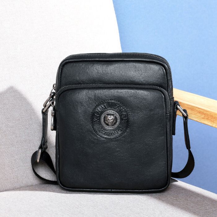 schultertasche herren leder schwarz