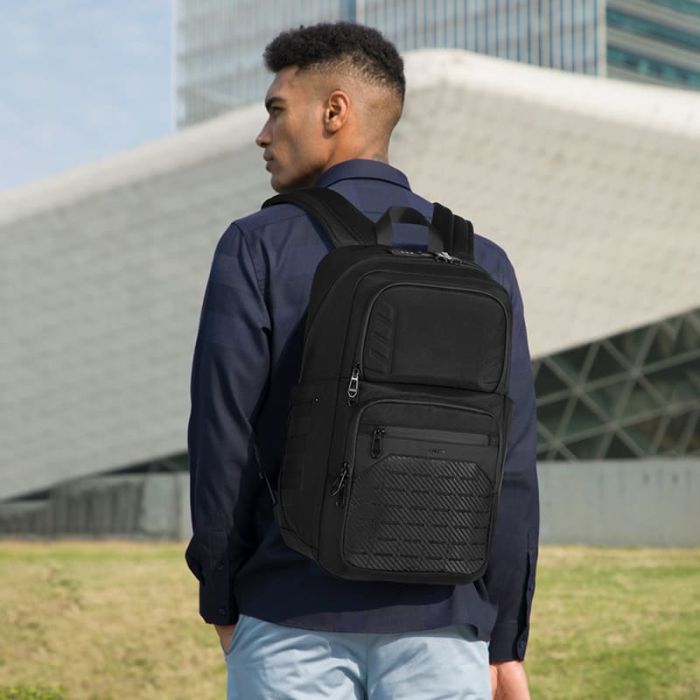 schwarz herren Rucksack aus Oxford mit Laptopfach Zahlenschloss