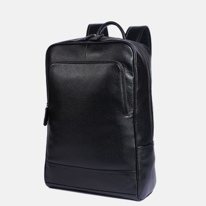 schwarzer Rucksack Leder für Herren große Laptoptasche