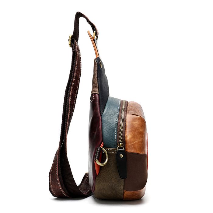 Rucksack Damen Leder mit einem Gurt Brusbeutel