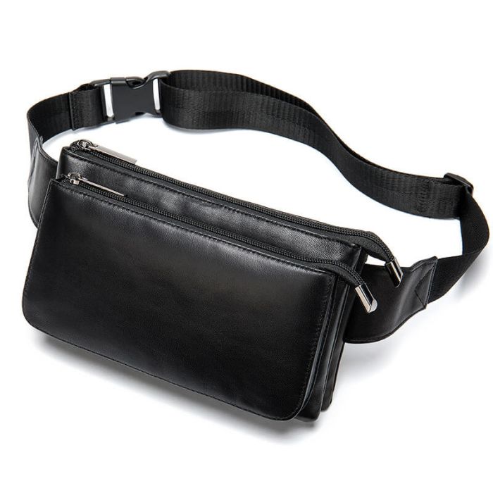 schwarze Hüfttasche Leder Gürteltasche für Herren Schultertasche