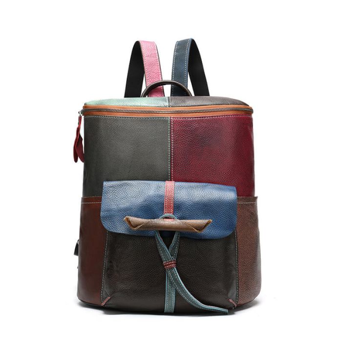 Modern Rucksack Damen Leder mit Reißverschluss für Alltag