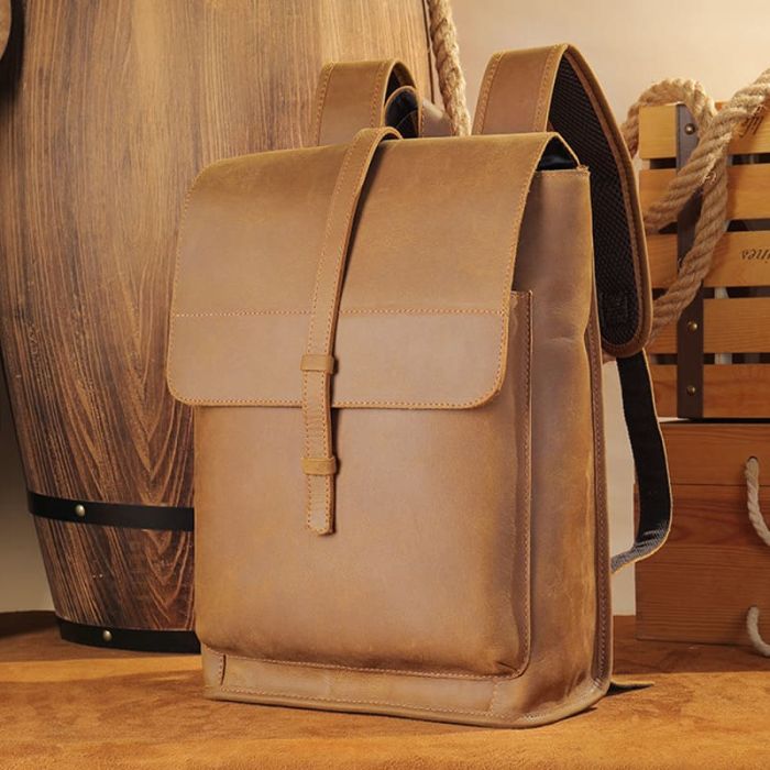Business Herren Rucksack Leder Laptop Aktenrucksack für Arbeit