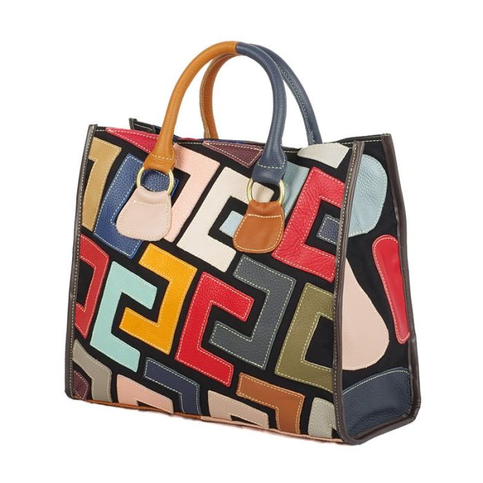 Damen Handtasche Umhängetasche Leder bunt modern
