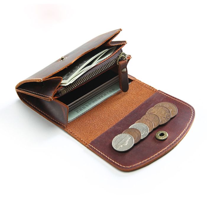 kleine Geldbörse Herren Leder Vintage Geldbeutel in 6 Farben