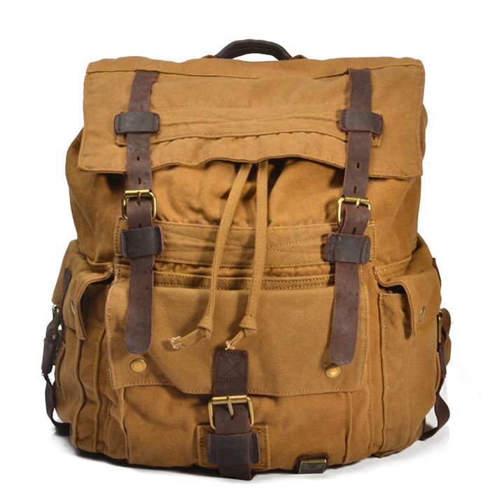 Vintage Rucksack Segeltuch Backpack für Herren