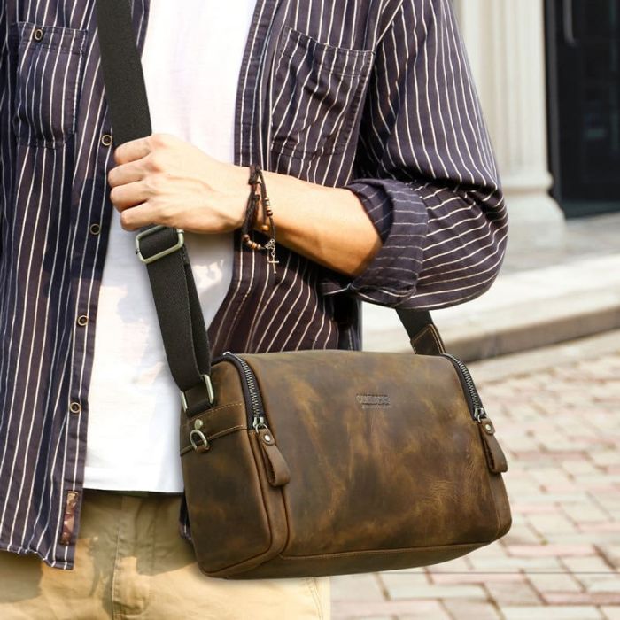 kleine Vintage Umhängetasche Herren Leder Tasche