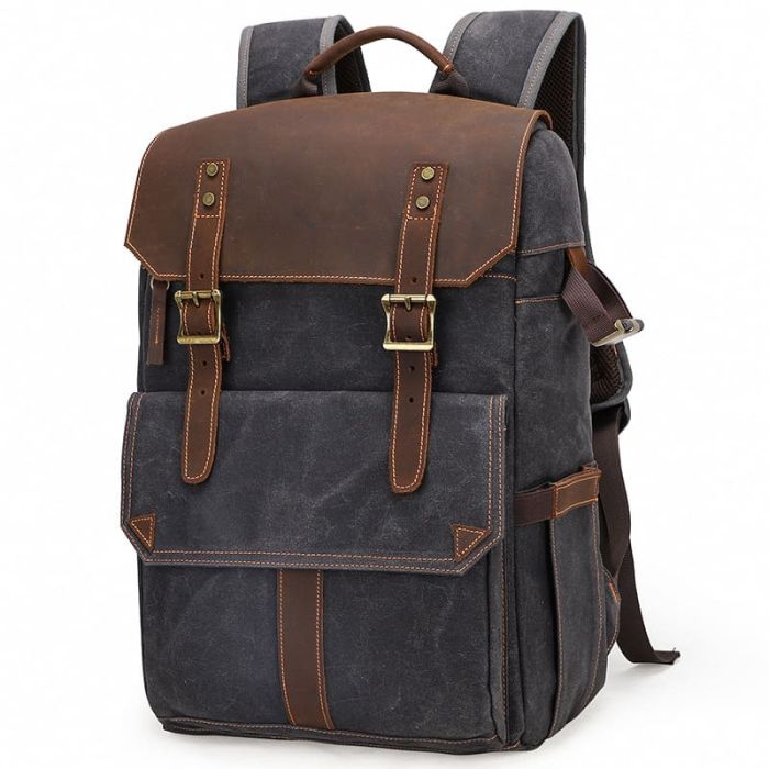 Vintage Rucksack gewachste Canvas Reiserucksack wasserdicht für Kameraausrüstung