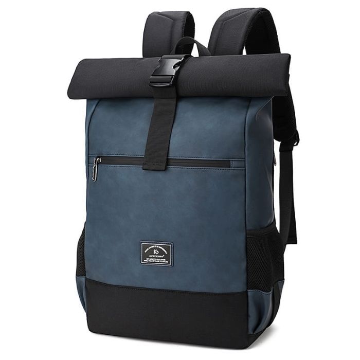 Vintage Herren Rucksack aus PU und Oxford Rucksackreisen Rolltop