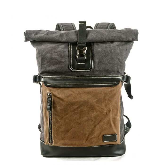  Herren Rucksack aus gewachstem Canvas Backpack für Reisen