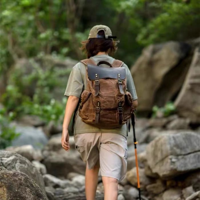 Tagesrucksack gewachstes Canvas Reiserucksack für Herren