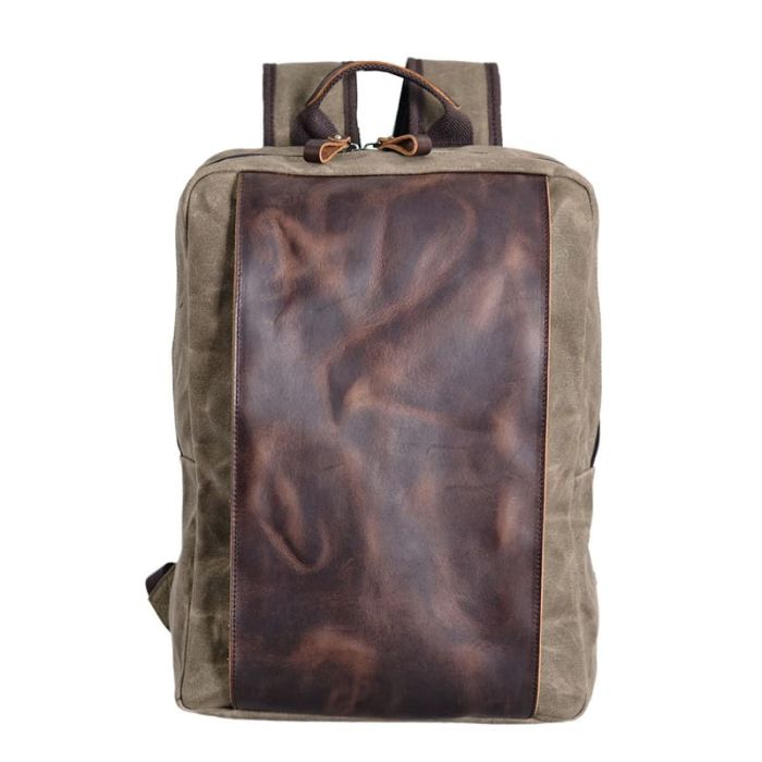 großer Rucksack Herren Canvas und Leder für Reisen mit Laptopfach