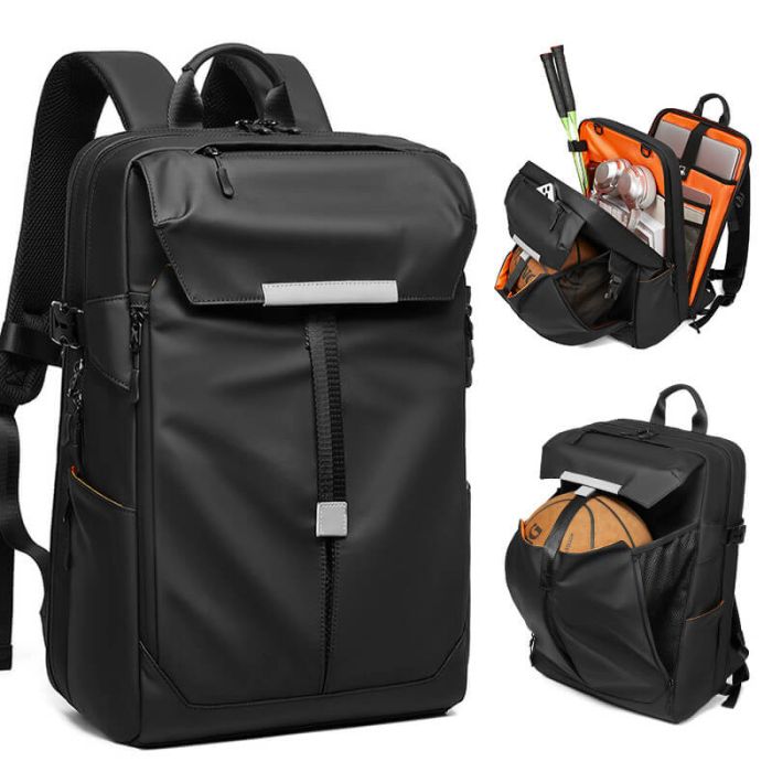 großer Rucksack Herren Oxford Backpack sportlich für Basketball und Helm mit Nassfach