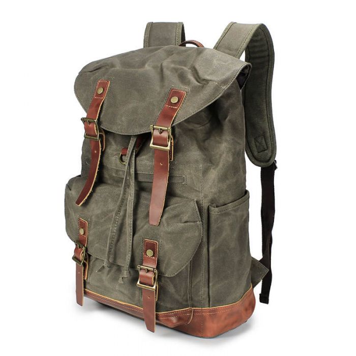 gewachstes Canvas Rucksack Backpack Herren für Reise