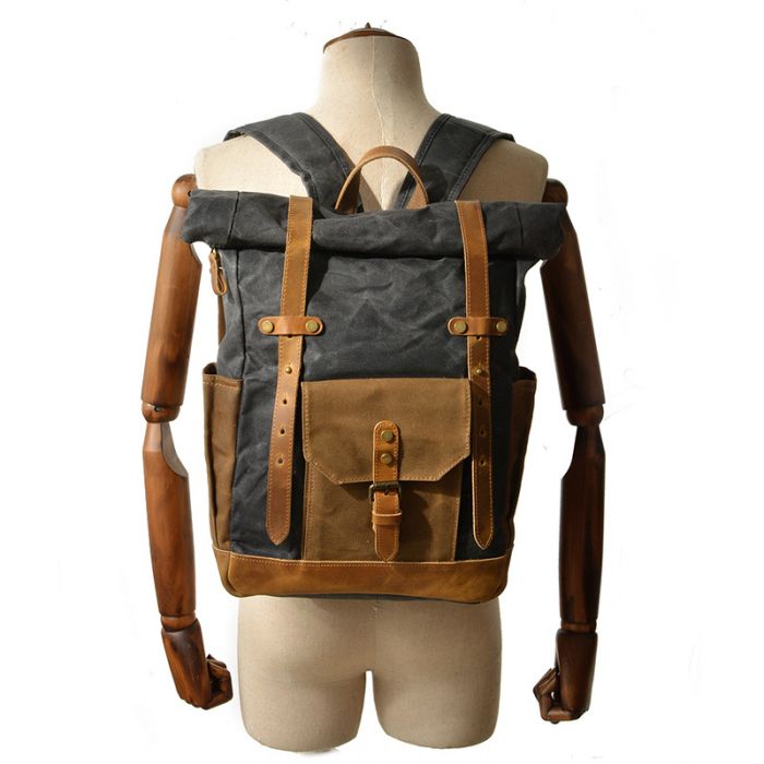 Rucksack Wachs Canvas Unisex Reisetasche für Bergsteigen Herren und Damen
