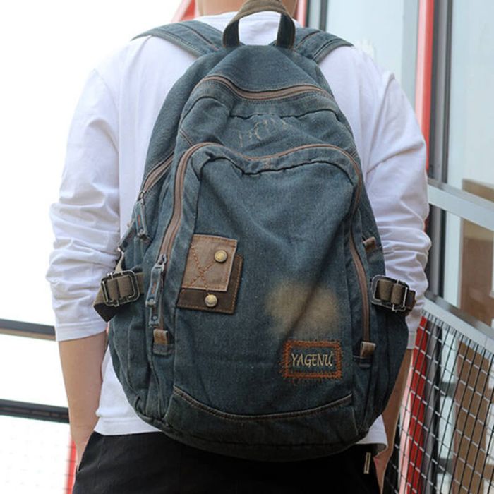 Vintage Herren Rucksack Denim mit Laptopfach für Freizeit