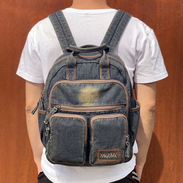 Vintage Herren Rucksack Denim mit Laptopfach 2 Henkel