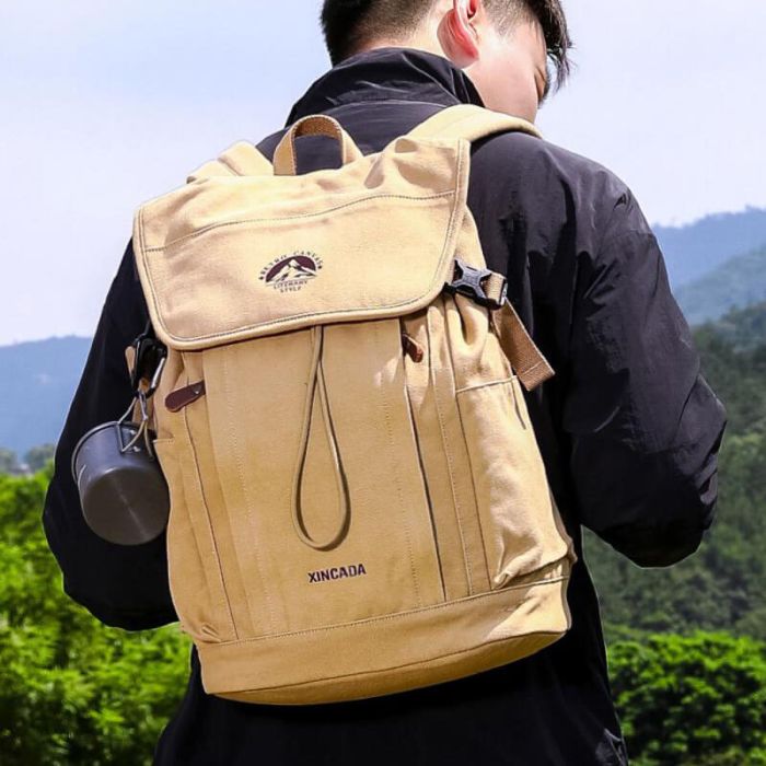 Canvas Rucksack für Laptop Segeltuch 25L Outdoor Freizeit für Damen und Herren