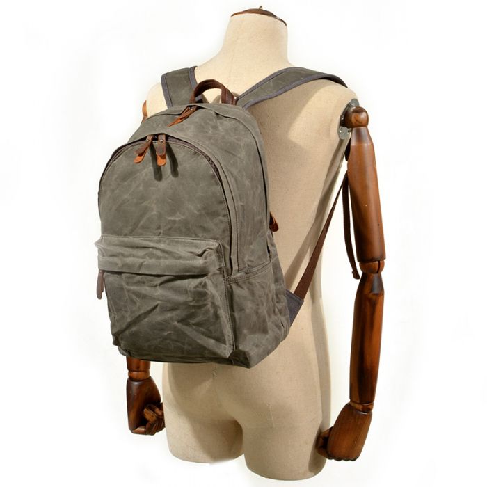 Rucksack gewachste Canvas Backpack Herren mit Laptopfach für Schule