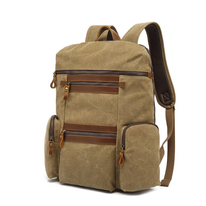 Rucksack Herren gewachstes Canvas mit Laptopfach für Reisen und Uni