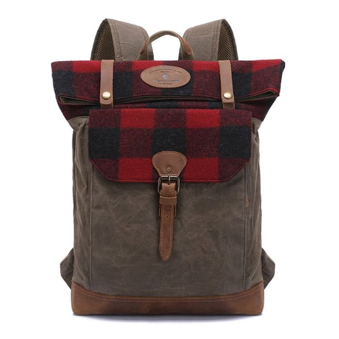 Vintage Rucksack Herren gewachstes Canvas für Reisen und Uni