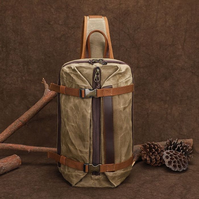 wasserdichte Brusttasche gewachstes Canvas Brustbeutel Vintage