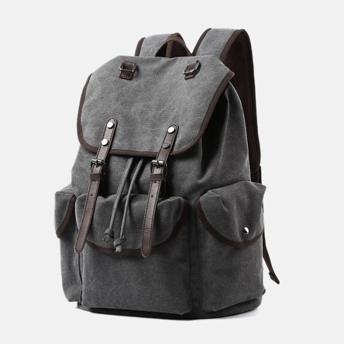 Vintage Rucksack Herren Segeltuch für Uni Rucksackreisen