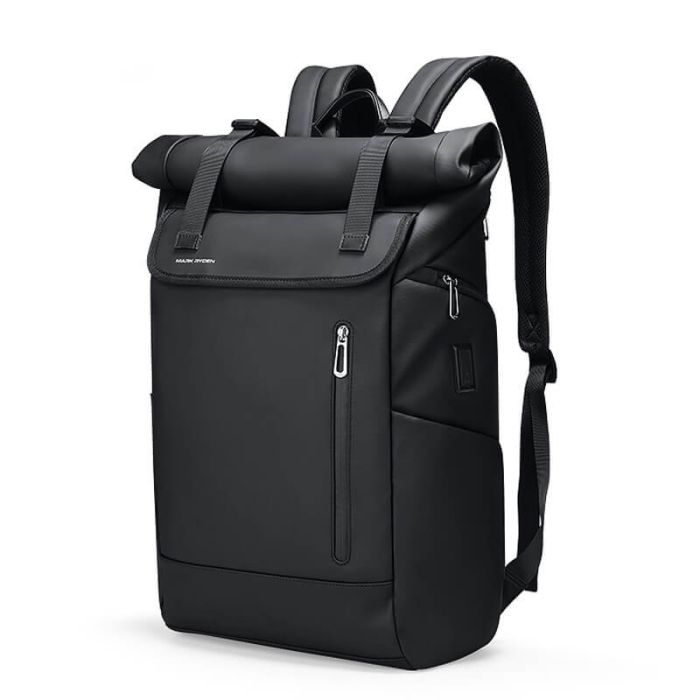 wasserdichter Rolltop Rucksack Herren groß für Reisen Uni aus Oxford