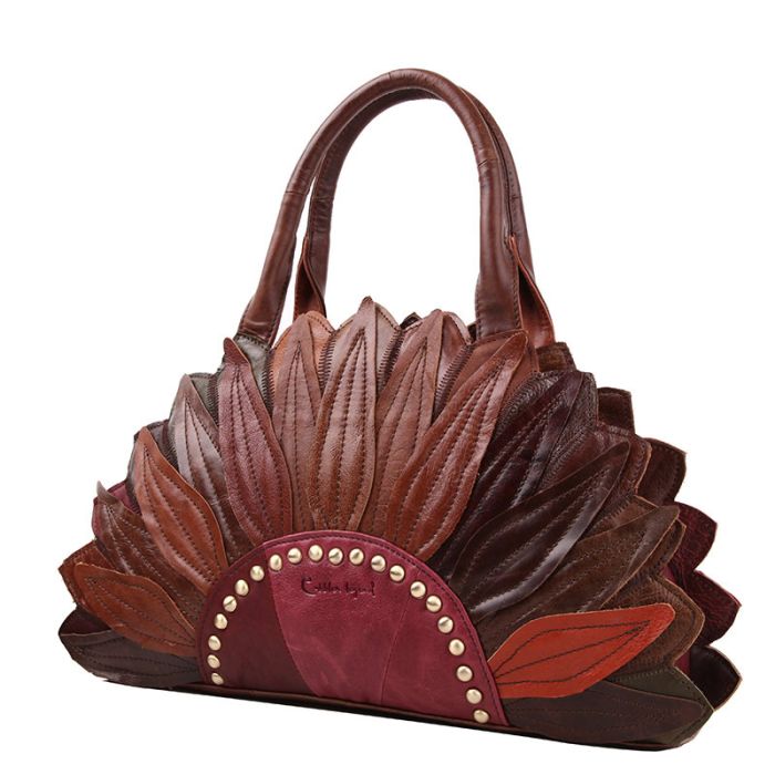Schultertasche Damen Leder Blumenform Handtasche