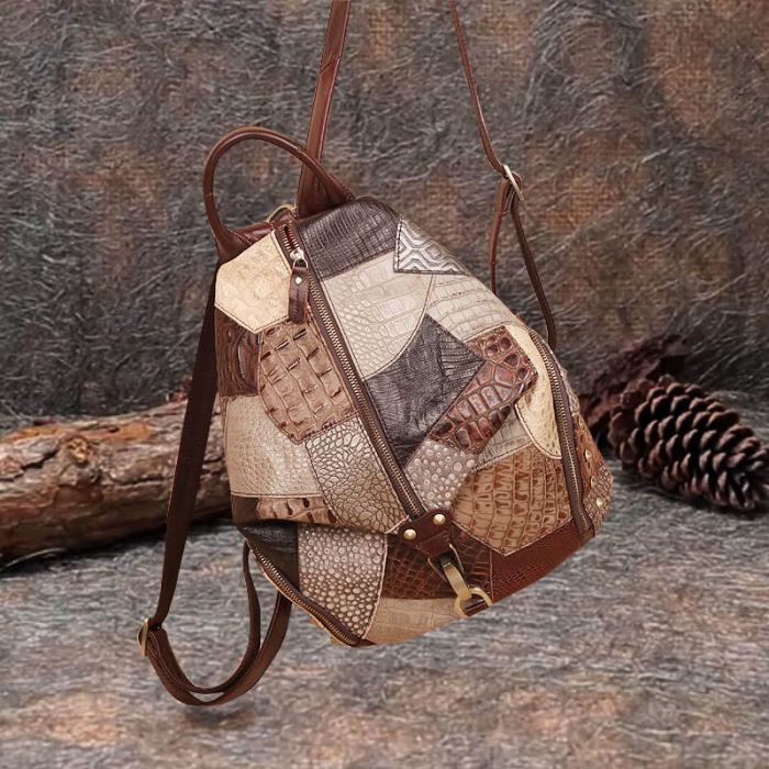 Rucksack Frauen Leder bunt Vintage Alltag
