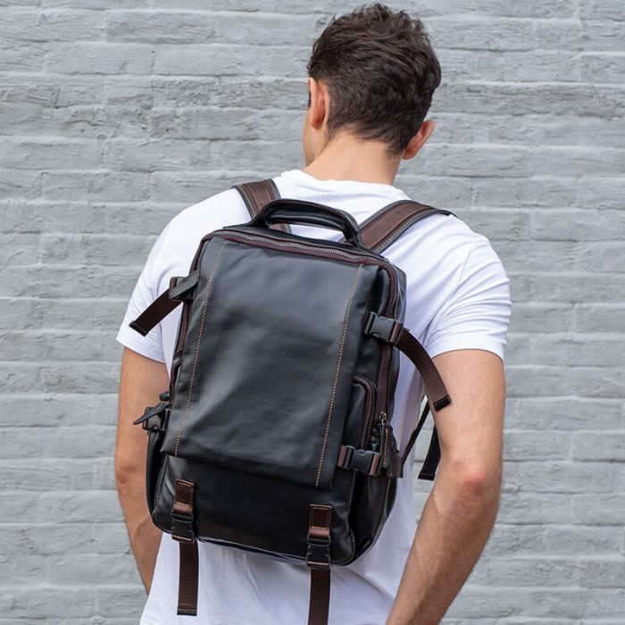 modern Rucksack Herren Leder braun