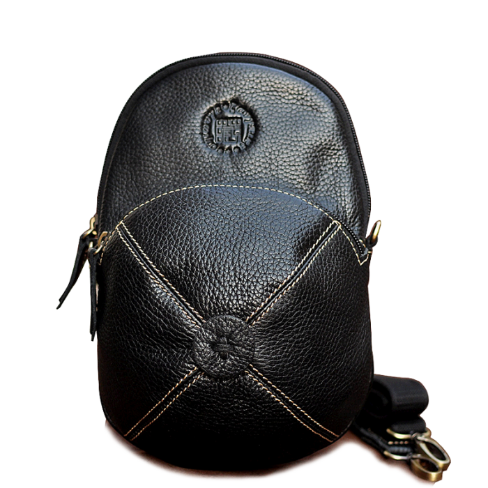 Umhängetasche in Mützenform Damen Leder schwarz