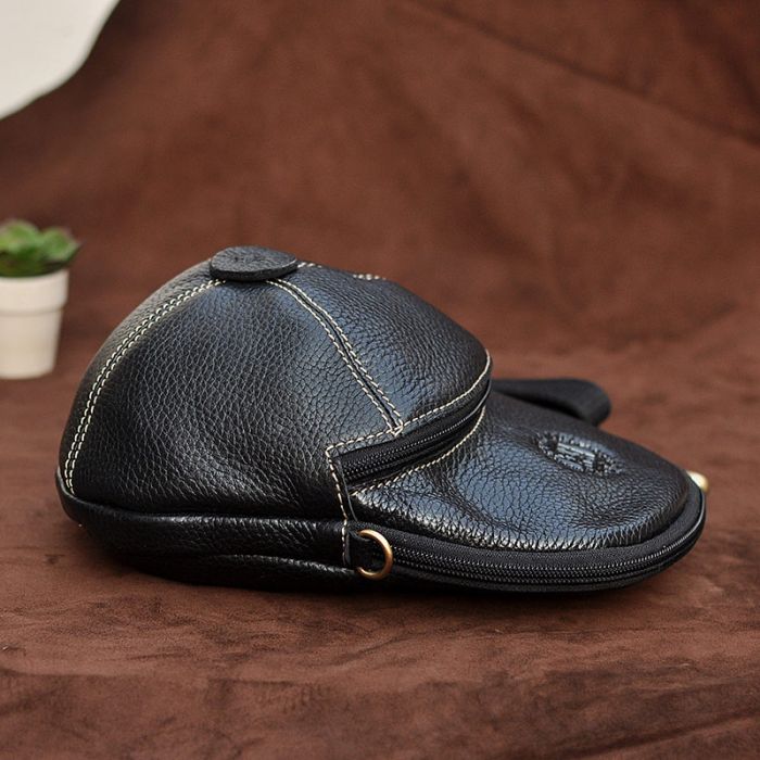 Umhängetasche in Mützenform Damen Leder schwarz