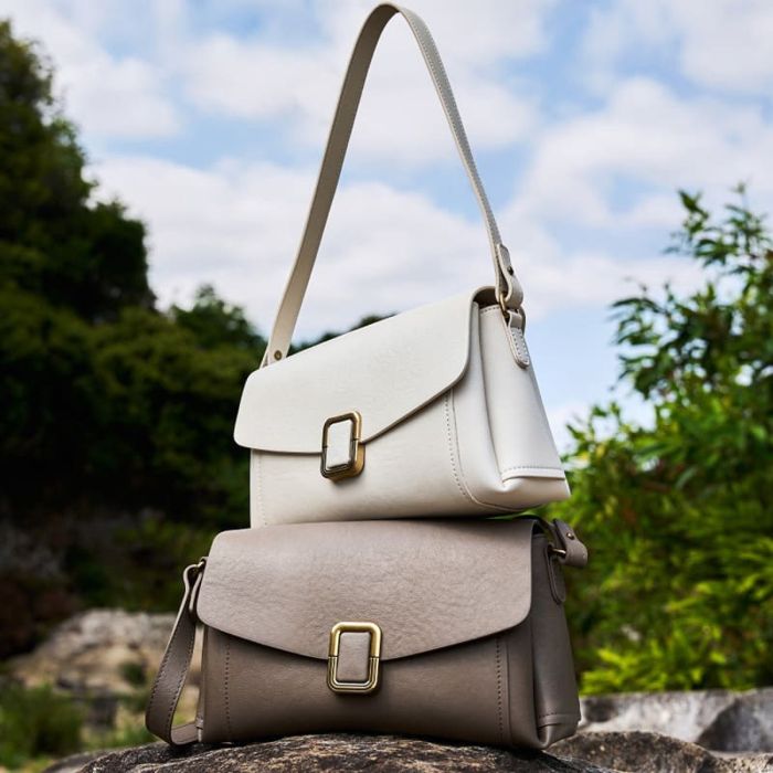 kleine Umhängetasche Damen Leder Schultertasche mit 2 Gurten