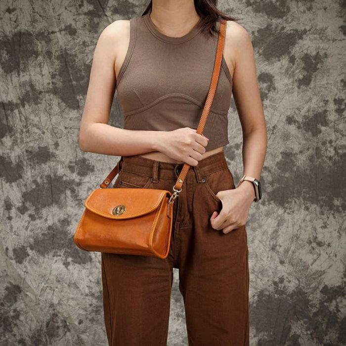 kleine Taschen zum Umhängen aus Leder für Damen Umhängetasche Vintage