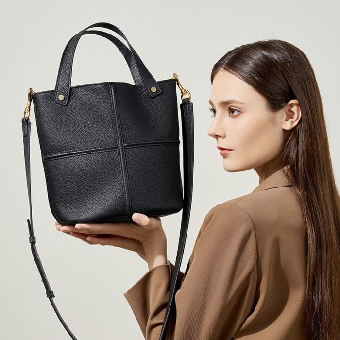 Damen Handtasche Leder Umhängetasche modern mit Henkel