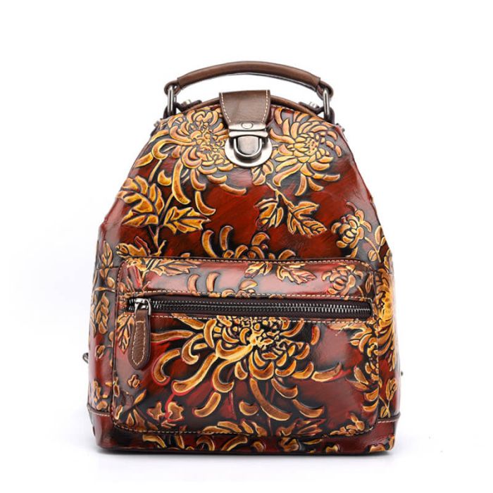 rucksack damen leder braun