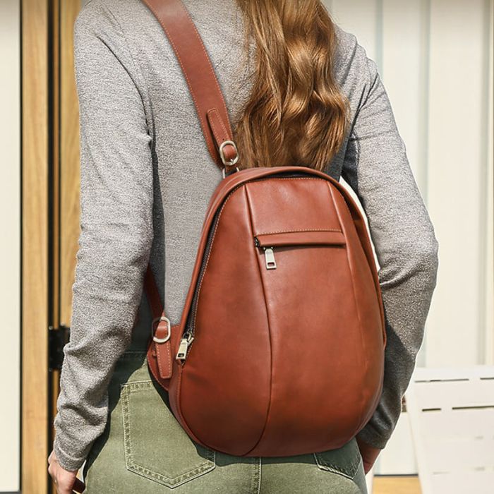 Retro Rucksack Leder Damen Vintage Lederrucksack für Freizeit