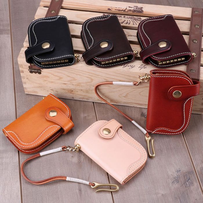 Schlüsseltasche Damen Leder mit Karabinerhaken