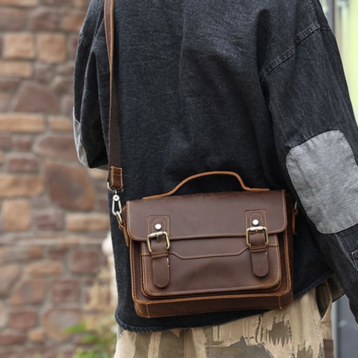 Vintage Ledertasche Herren Umhängetasche Leder klein